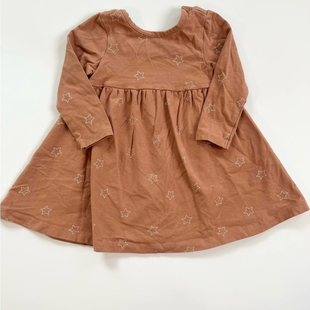 Rise Little Earthling Long Sleeve Brown Star Dress